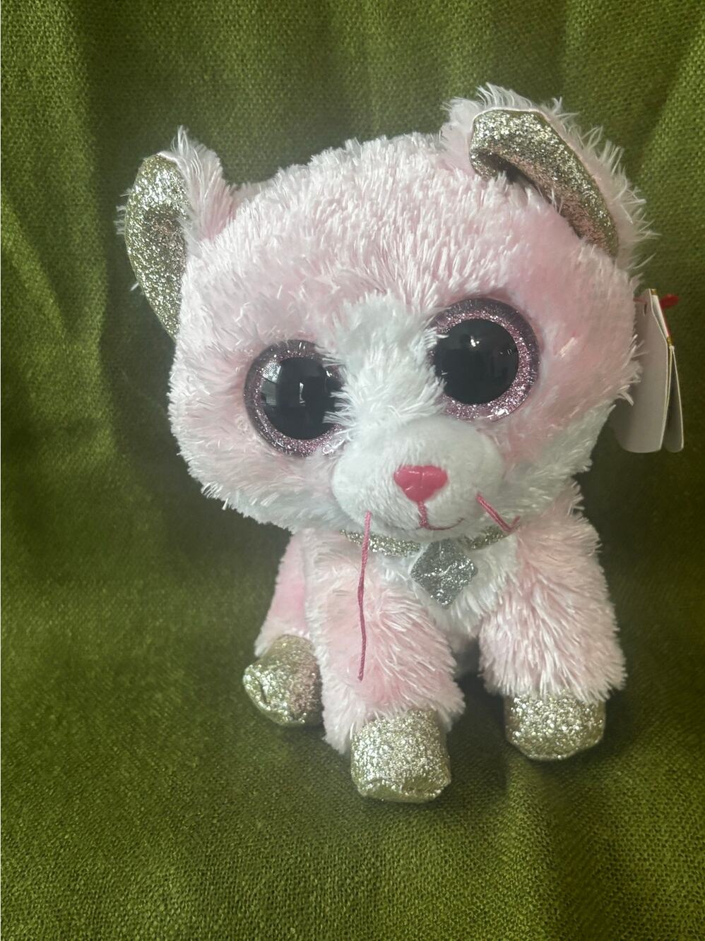 TY Beanie Boos - FIONA the Pink Cat (Glitter Eyes and Glitter Boots) (6 inch)
